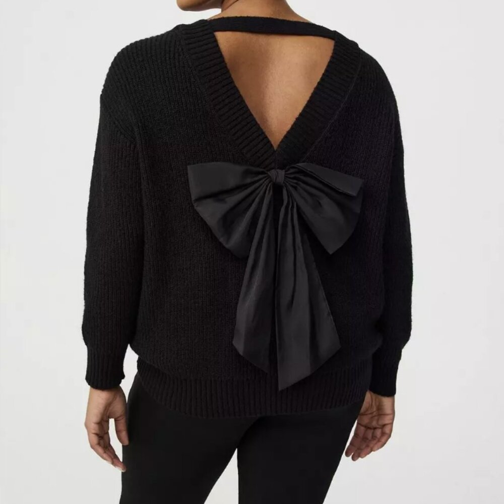 TORRID DEEP BLACK BACK BOW PULLOVER SWEATER 2 2X XXL 18 20